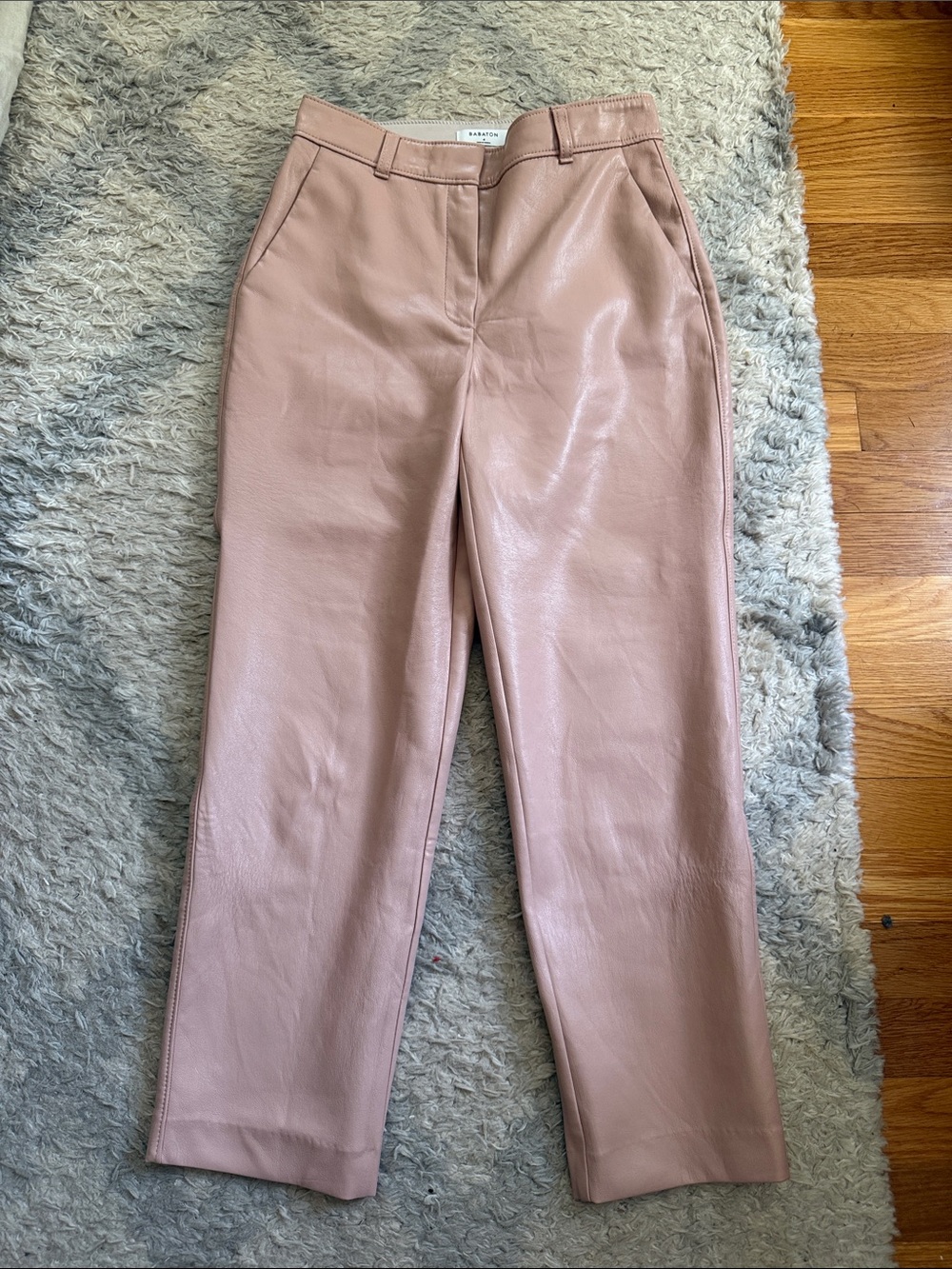 Babaton Blush Faux Leather Straight-Leg Pants